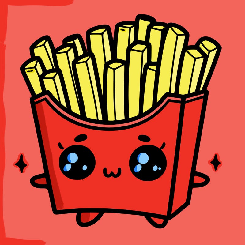 a cute. french fries