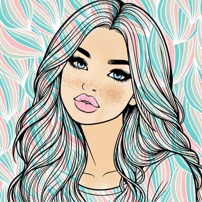 realistic girl with hair on her hair and lips