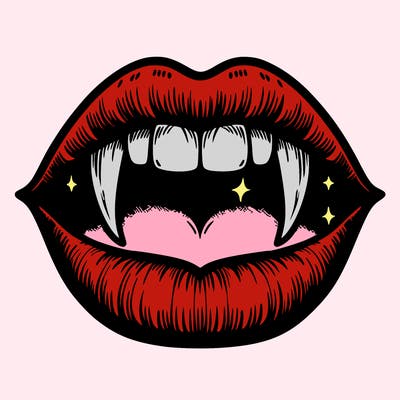 lips with vampire teeth