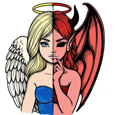 realistic angel half demon