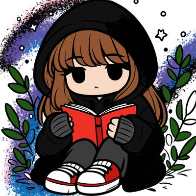 girl in oversized hoodie reading a book
