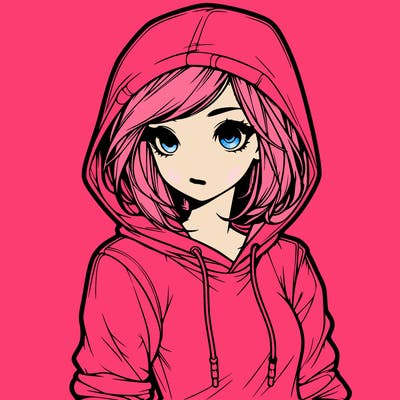 realistic girl with hoodie