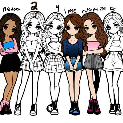 a group of girls realistic