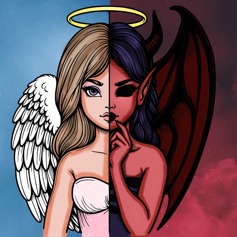 realistic angel half demon