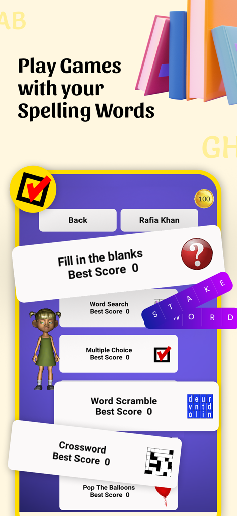 Spelling Homework Times Tables - A menu of educational spelling games for children featuring word searches, crosswords, and word scrambles.