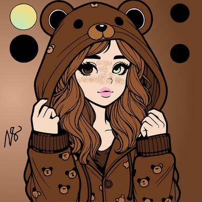 realistic girl in a animal pjs hoodie