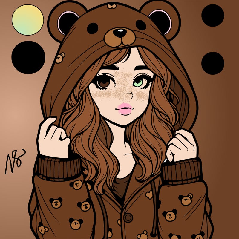 realistic girl in a animal pjs hoodie