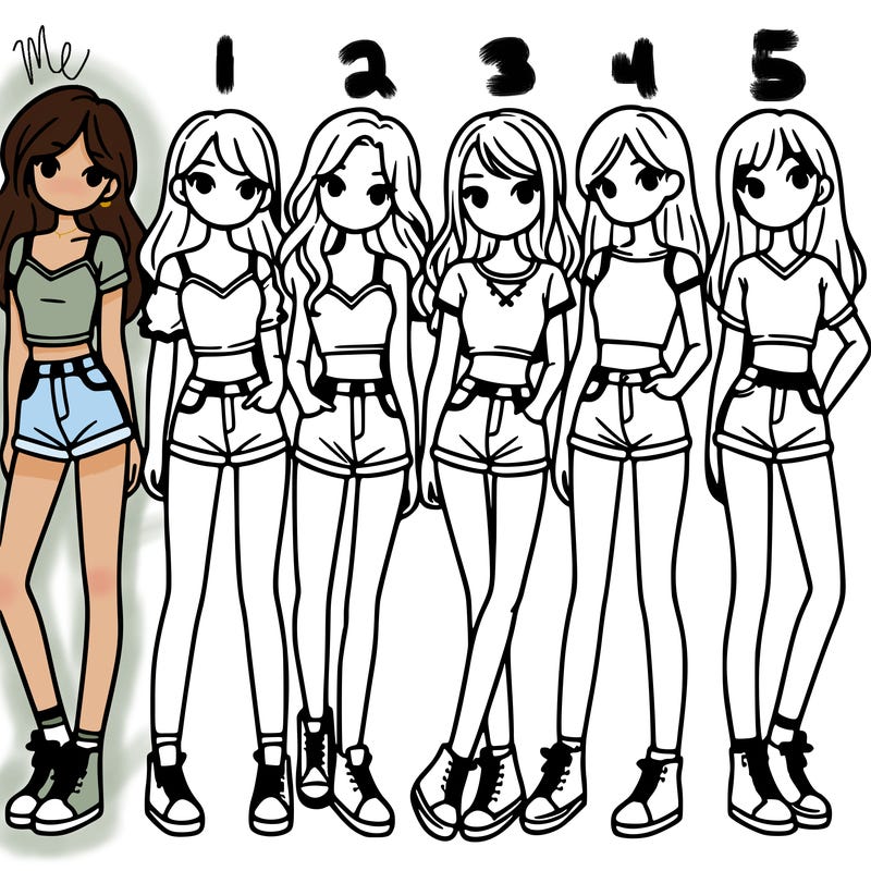 a group of girls wearing crop tops and shorts