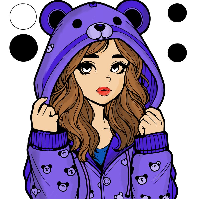 realistic girl in a animal pjs hoodie