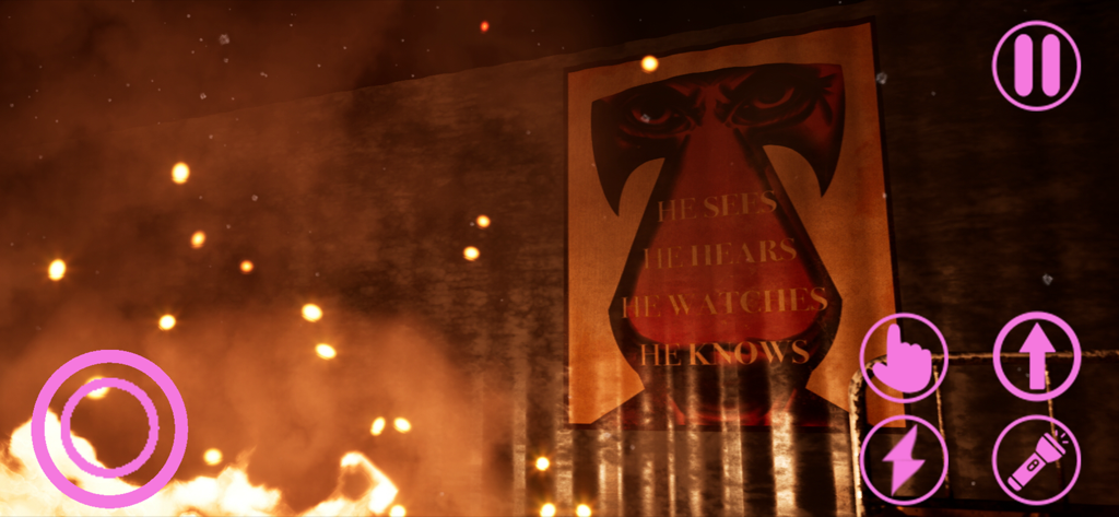 A creepy poster in a dark room from the game Garten of Banban 8 featuring a monster and ominous text