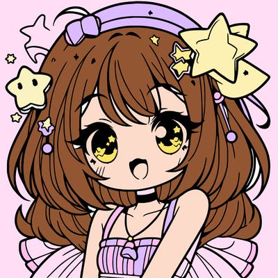 cute anime girl with star accessories