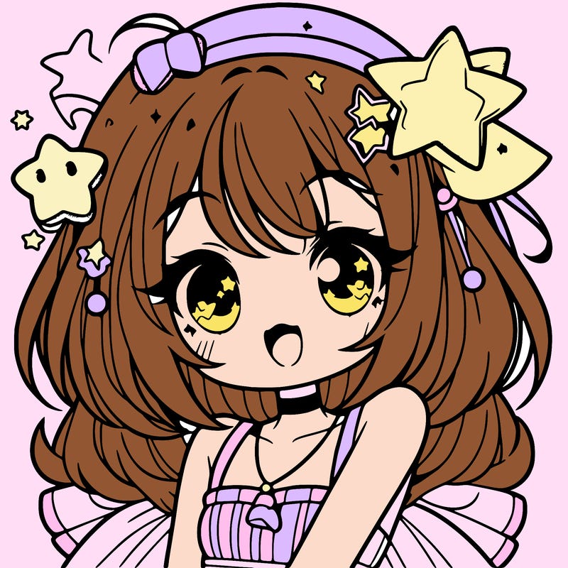 cute anime girl with star accessories