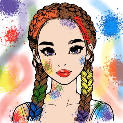 realistic girl with braids