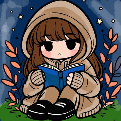 girl in oversized hoodie reading a book