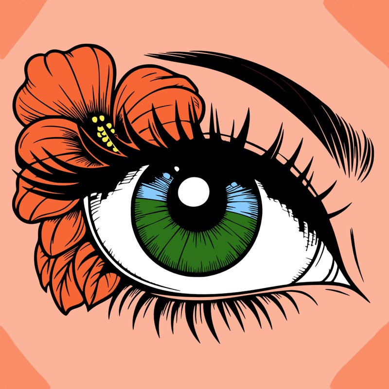 realistic eye with flower