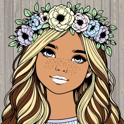 realistic girl with flower crown