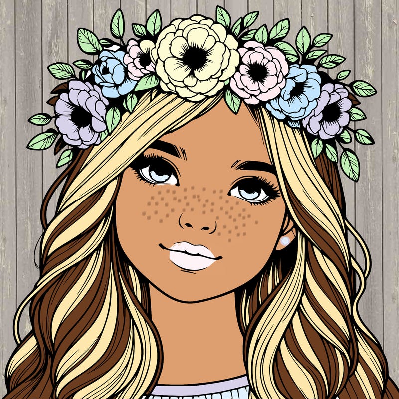 realistic girl with flower crown