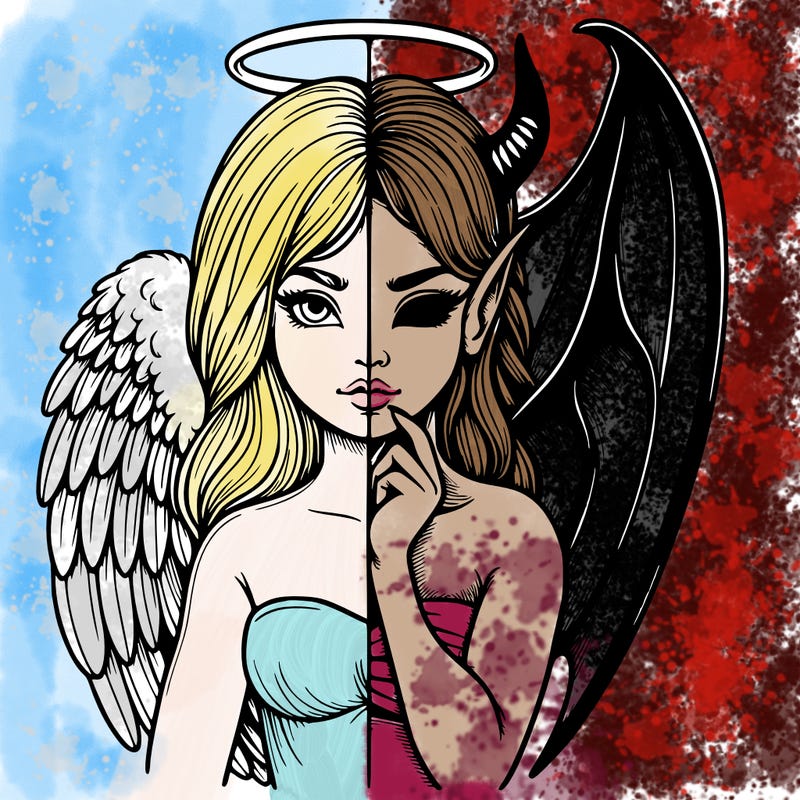 realistic angel half demon