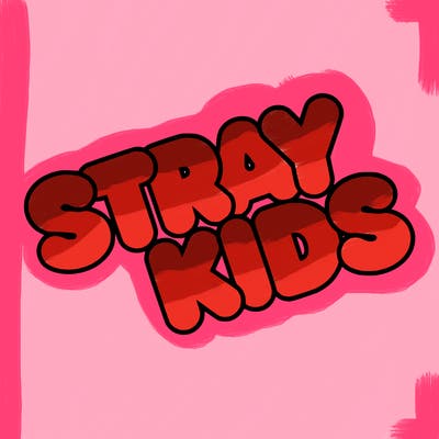 bubble letters saying stray kids