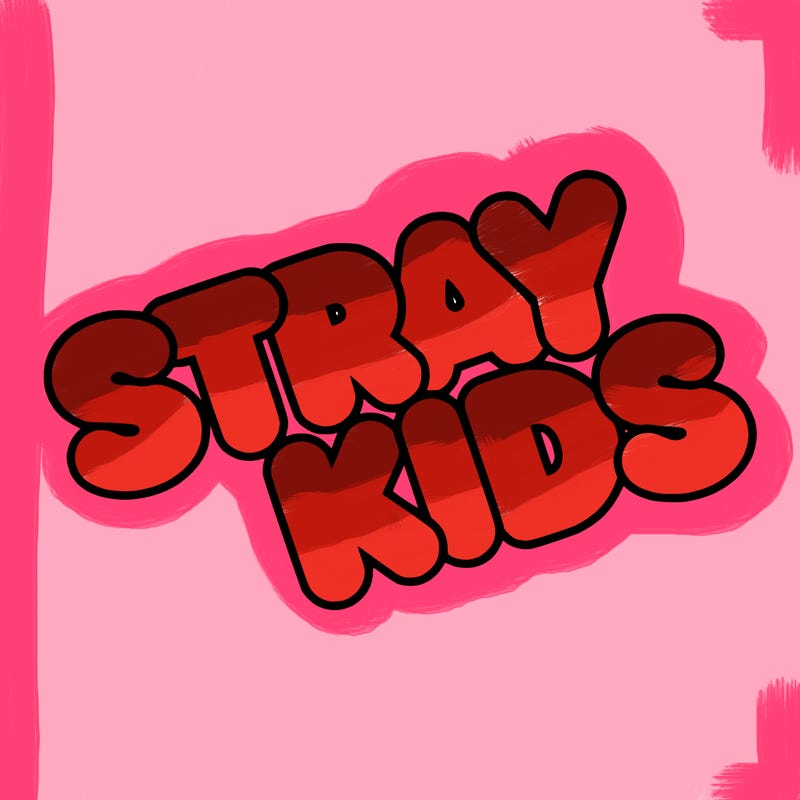 bubble letters saying stray kids