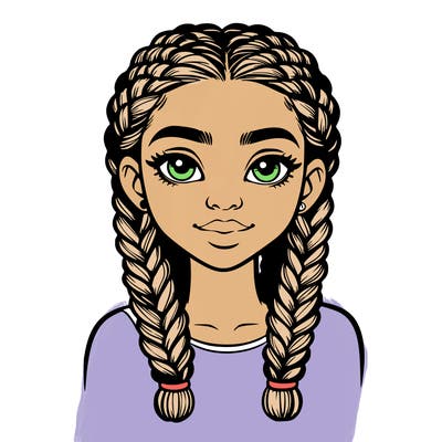 realistic girl with braids