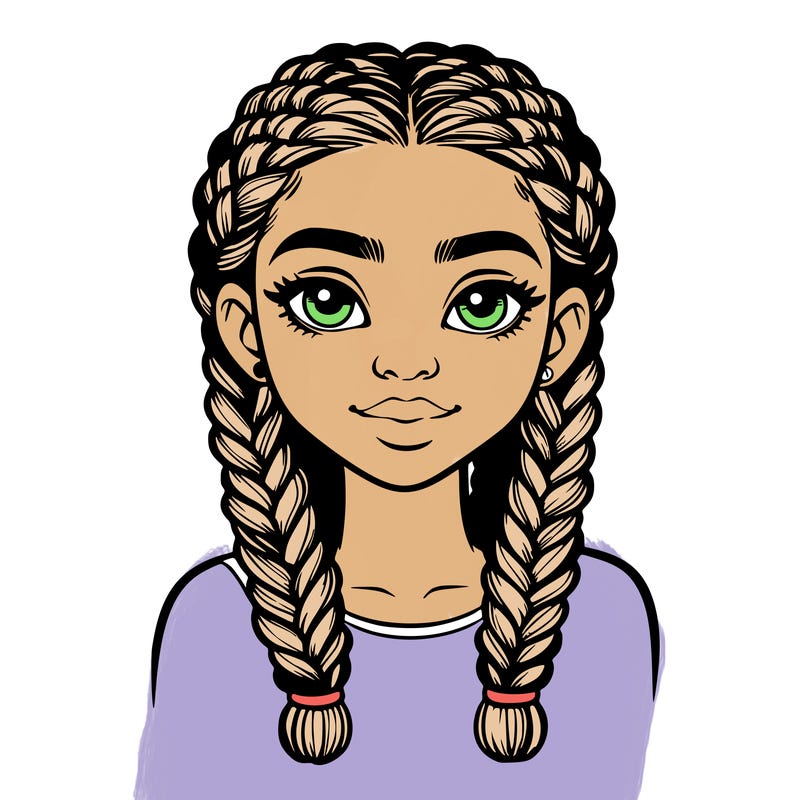 realistic girl with braids