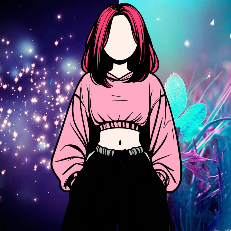 realistic girl faceless with baggy pants and a crop top