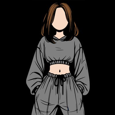 realistic girl faceless with baggy pants and a crop top