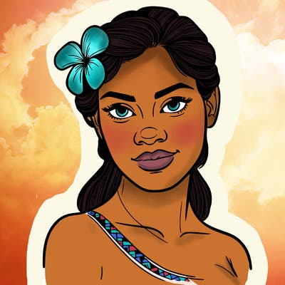 a realistic polynesian woman with a samoan pacific look and a taupou