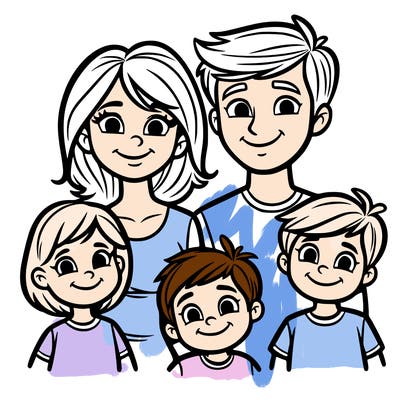 mom with husband and 3 kids (2 boys, 1 girl)