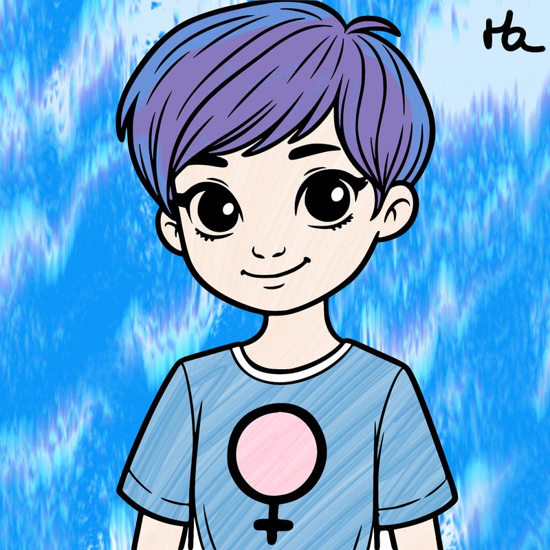 girl with pixie cut and feminist shirt