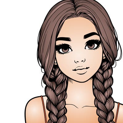 realistic girl with braids