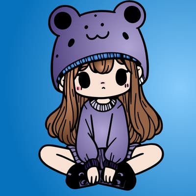 a girl wearing a frog hat and some frog socks