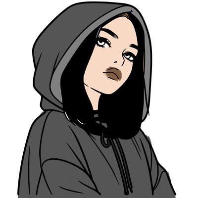 a realistic girl in a hoodie