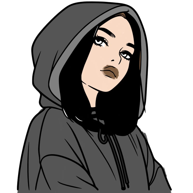 a realistic girl in a hoodie