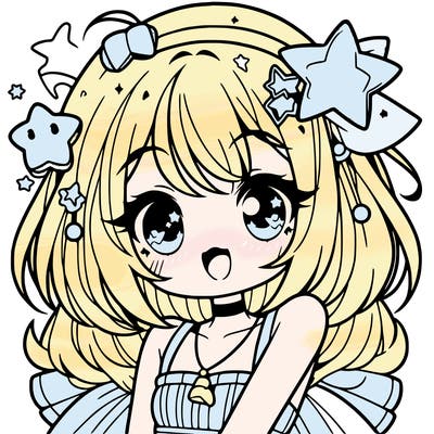 cute anime girl with star accessories