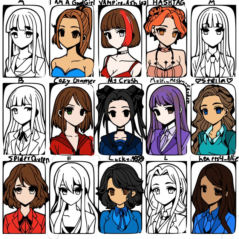 girls that look diffrent anime