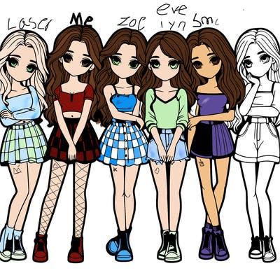 a group of girls realistic