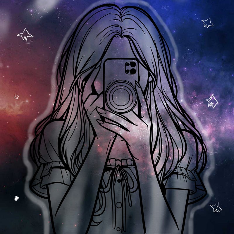 a realistic girl holding her phone taking pictures