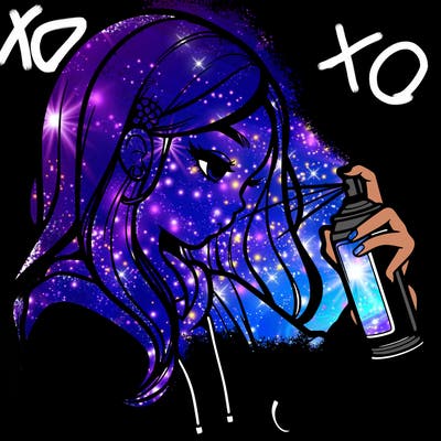 a realistic girl spray painting