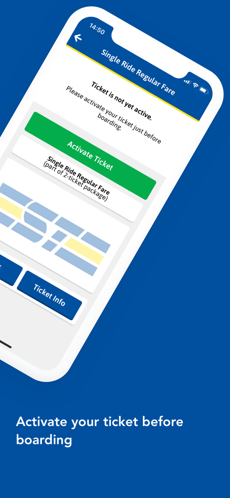 Suffolk FastFare - Suffolk FastFare app screen showing a single ride ticket with a green activate ticket button