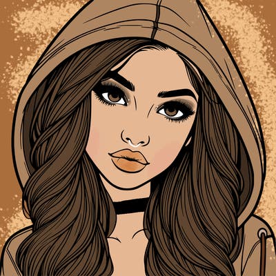 realistic beautiful girl with a hood on