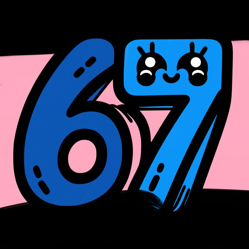 the numbers 67