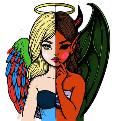 realistic angel half demon