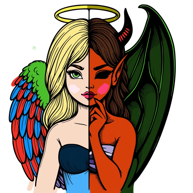 realistic angel half demon