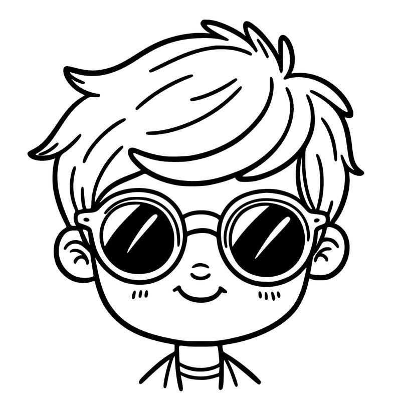a boy with round sunglasses