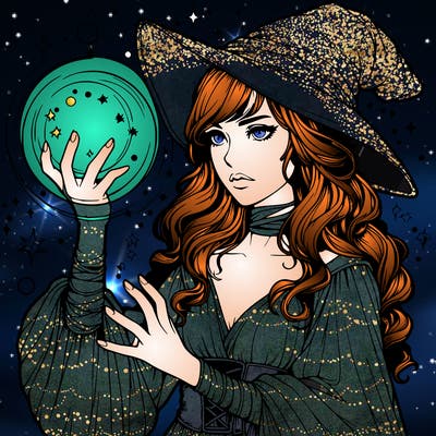 realistic women sorcerer using magic
