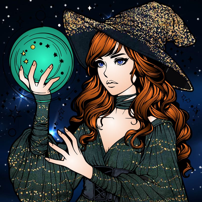 realistic women sorcerer using magic