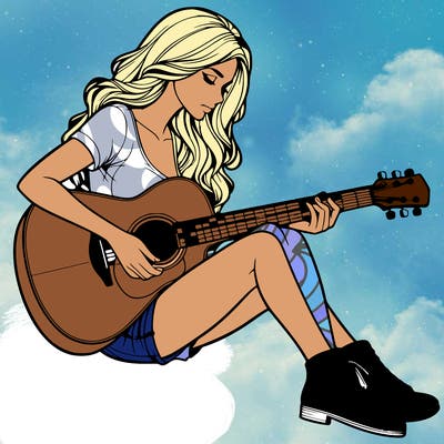 realistic woman play guitar