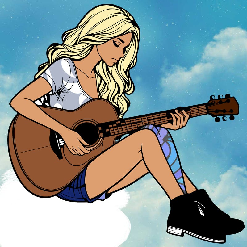 realistic woman play guitar